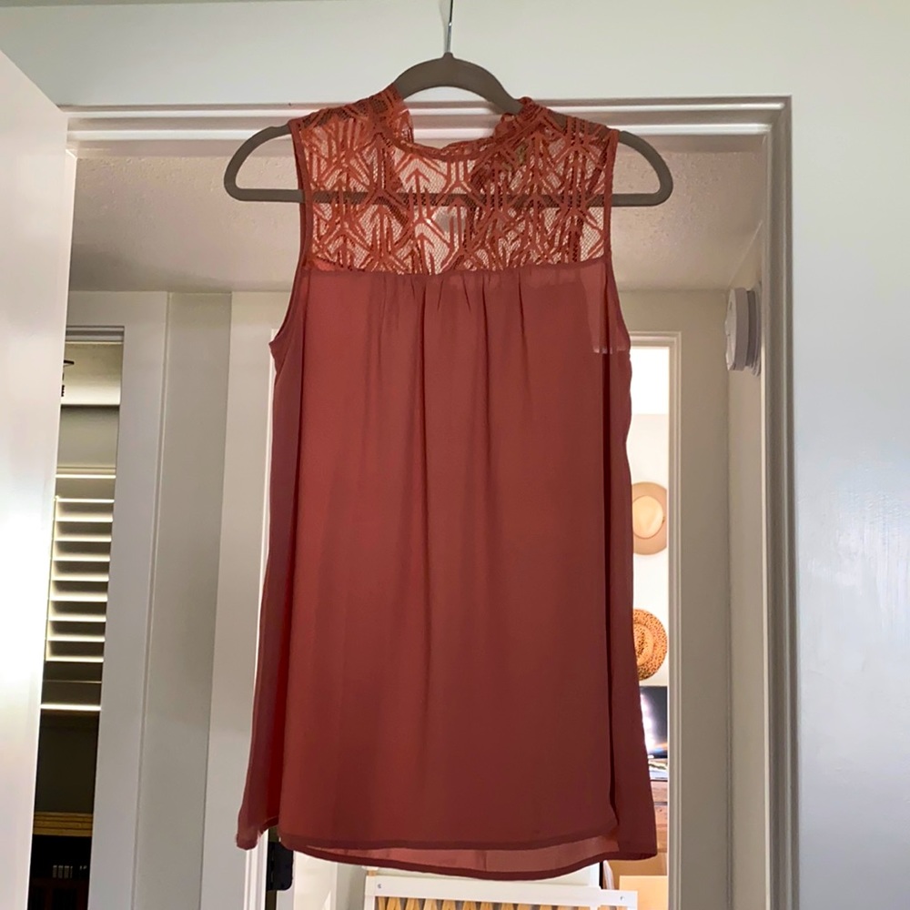 Salmon lace blouse
